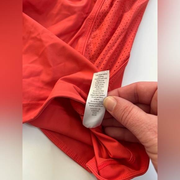 Athleta Pacifica II Tank Size Small 1/4 Zip Bright Reddish Orange - Picture 6 of 10